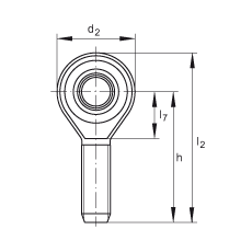 桿端軸承 GAKSR16-PS, 根據 DIN ISO 12 240-4 標準，特種鋼材料，帶右旋外螺紋，免維護