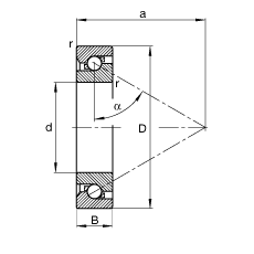 推力角接觸球軸承 BSB020047-T, 單向，接觸角 α = 60°，限制公差
