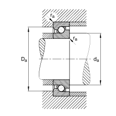推力角接觸球軸承 BSB020047-T, 單向，接觸角 α = 60°，限制公差