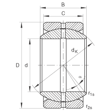 關節軸承 GE57-ZO, 根據 DIN ISO 12 240-1 標準，英制尺寸，需維護