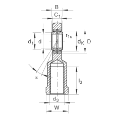 桿端軸承 GIR25-DO, 根據 DIN ISO 12 240-4 標準，帶右旋內螺紋，需維護