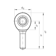 桿端軸承 GAR40-UK-2RS, 根據 DIN ISO 12 240-4 標準，帶右旋外螺紋，免維護，兩側唇密封