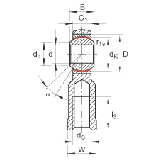 桿端軸承 GIKR30-PW, 根據(jù) DIN ISO 12 240-4 標(biāo)準(zhǔn)，帶右旋內(nèi)螺紋，需維護