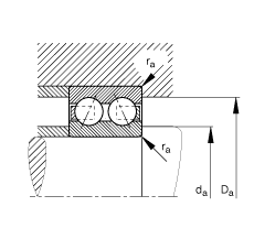 角接觸球軸承 3800-B-TVH, 雙列，接觸角 α = 25°