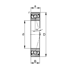 主軸軸承 HSS7002-C-T-P4S, 調節，成對安裝，接觸角 α = 15°，兩側唇密封，非接觸，加嚴公差