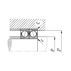 主軸軸承 B7003-E-T-P4S, 調節，成對或單元安裝，接觸角 α = 25°，限制公差