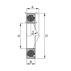 主軸軸承 HCB7211-E-T-P4S, 調節，成對或單元安裝，接觸角 α = 25°，陶瓷球，限制公差