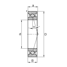 主軸軸承 HS71904-C-T-P4S, 調節，成對安裝，接觸角 α = 15°，限制公差