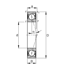 主軸軸承 B7003-C-2RSD-T-P4S, 調(diào)節(jié)，成對(duì)安裝，接觸角 α = 15°，兩側(cè)唇密封，非接觸，加嚴(yán)公差