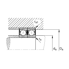 主軸軸承 B7024-E-2RSD-T-P4S, 調節，成對安裝，接觸角 α = 25°，兩側唇密封，非接觸，限制公差