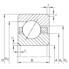 薄截面軸承 CSEB040, 角接觸球軸承，類型E，運行溫度 -54°C 到 +120°C